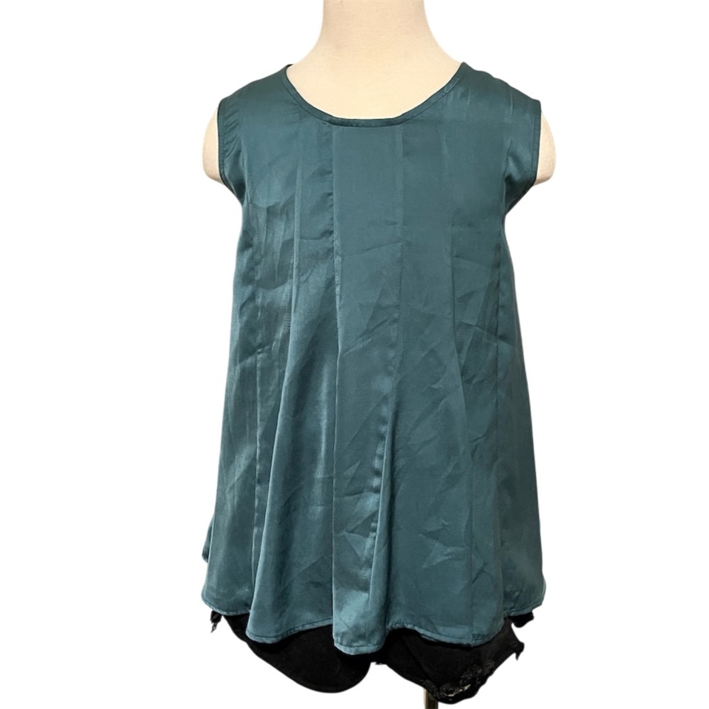 Anthropologie Green Sleeveless Boxy Blouse